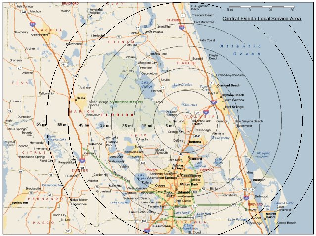 Map of field service area